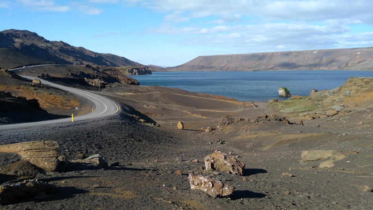 Zdjęcia: ., Kleifarvatn, Droga nad jeziorem, ISLANDIA Zdjęcia: ., Kleifarvatn, Droga nad jeziorem, ISLANDIA