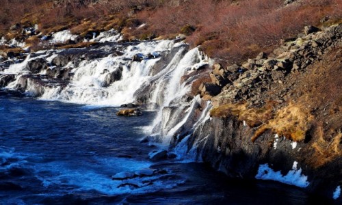 Zdjcie ISLANDIA / zachodnia Islandia / okolice  lodowca Langjkull / Hraunfossar