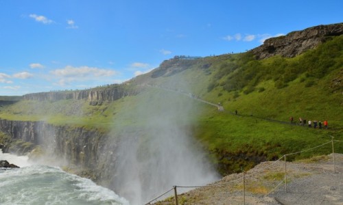 Zdjecie ISLANDIA / zachd  kraju / Synny Gulfoss przy pogodzie / W sonecznej Islandii