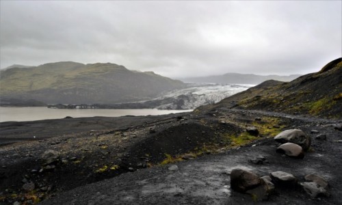 Zdjcie ISLANDIA / poudnie kraju / lodowiec w deszczu  / Myrdals Jokull na pochmurno