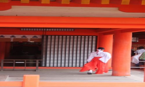 Zdjęcie JAPONIA / Hiroshima / Świątynia Miyajima / Kapłanka shinto