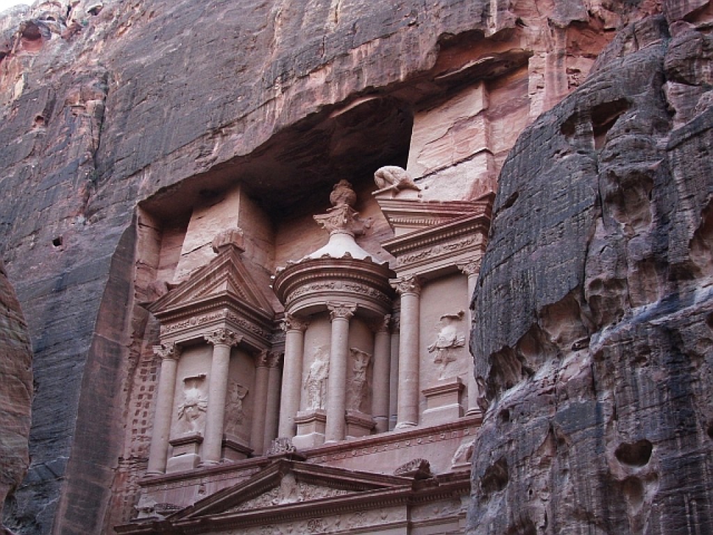Zdjęcia: Petra, południowa Jordania, "Skarbiec" o zmierzchu, JORDANIA Zdjęcia: Petra, południowa Jordania, "Skarbiec" o zmierzchu, JORDANIA