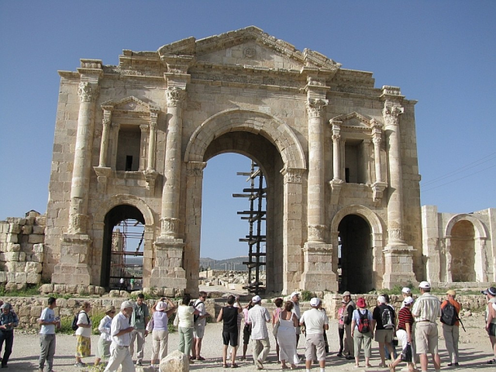 Zdjęcia: Jerash, północna Jordania, brama północna, JORDANIA Zdjęcia: Jerash, północna Jordania, brama północna, JORDANIA