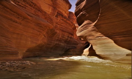 Zdjecie JORDANIA /  Okolice morza Matrwego / Wadi Al-Hassa / Ciepy kanion