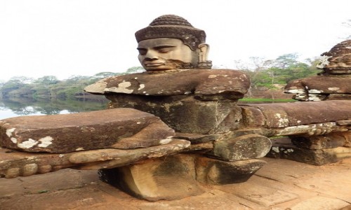 Zdjcie KAMBODA / Angkor / Angkor Thom / brama poudniowa - detal