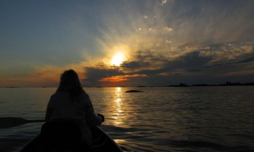 Zdjcie KANADA / Ontario / Wyspa Franklin Island / Zachd soca na zatoce Georgian Bay