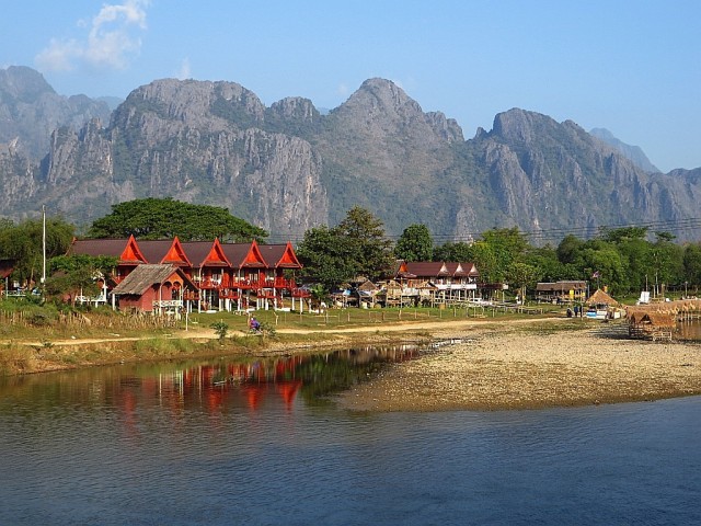 Zdj cia: Vang Vieng, Laos pnocny, widok na rzek, LAOS