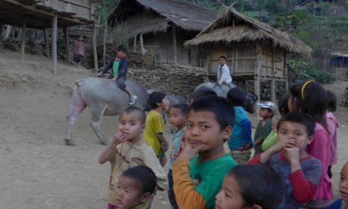 Zdjecie LAOS / Phongsaly Province / Wioska Akha / dzieci w wioskach Akha