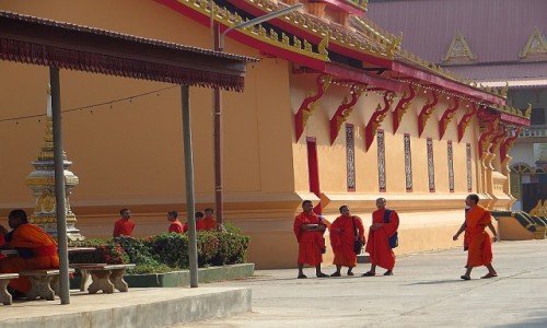 Zdjcie LAOS / Laos pnocny / Vientiane / poranek w klasztorze