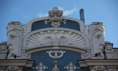 Zdjcie OTWA / Ryga / Art Nouveau / Grna cz kamienicy przy ul. Elbiety 10 B