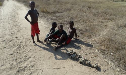 Zdjecie MADAGASKAR / Morondave / Aleja baobabw / Dzieci z zabawkami