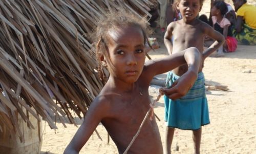 Zdjecie MADAGASKAR / Morondave / Aleja baobabw / Malgaszka z patykiem
