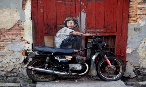 Zdjcie MALEZJA / Penang / George Town / Mural “Boy on a Bike”