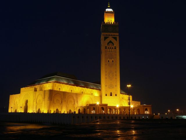 Zdjęcia: Casablanca, Meczet Hassana II nocą, MAROKO Zdjęcia: Casablanca, Meczet Hassana II nocą, MAROKO