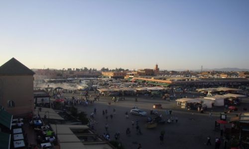 Zdjęcie MAROKO / MARRAKESZ / Jemaa El Fna / PLAC ZAKLINACZY WĘŻY , TRESERÓW MAŁP I WSZYSTKIEGO CO NAJDZIWNIEJSZE