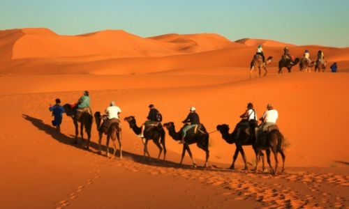 Zdjecie MAROKO / Tafilalet / Erg Chebbi / W drodze na zachd soca