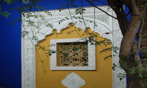 Zdjęcie MAROKO / Marrakesz / Marrakesz, Jardin Majorelle, YSL / Jardin Majorelle, detal architektury