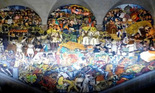 Zdjecie MEKSYK / Mexico City / Zocalo- Paac Narodowy / murale Diego Riveiry w Palacio National
