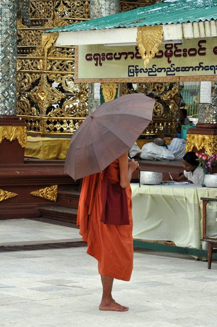 Zdjęcia: Yangon (Rangun), Kolejny mnich w Shwedagon Paya, MYANMAR Zdjęcia: Yangon (Rangun), Kolejny mnich w Shwedagon Paya, MYANMAR