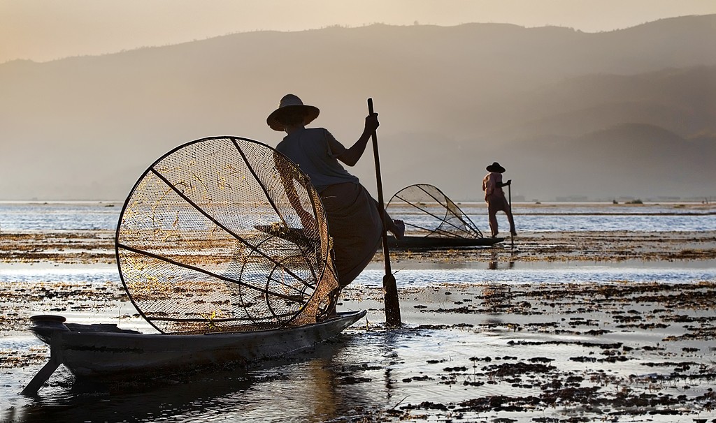 Zdjęcia: Inle Lake, Shan, rybacy, MYANMAR Zdjęcia: Inle Lake, Shan, rybacy, MYANMAR
