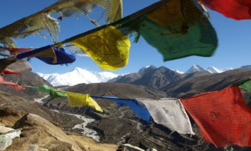 Zdjęcie NEPAL / Khumbu-Gokyo / Mong Lo / Flagi modlitewne