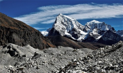 Zdjecie NEPAL / Himalaje Mahalangur Himal / Ngozumpa Glacier ( Ngojumba) na wysokoci Gokyo / Lodowiec Ngozumpa