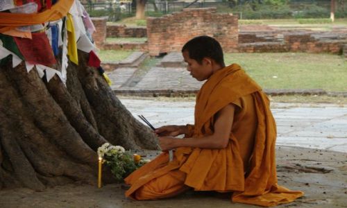 Zdjęcie NEPAL / Dolina Kathmandu / Lumbini / Modlitwa w miejscu narodzenia Buddy
