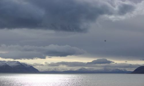 Zdjęcie NORWEGIA / Svalbard / siedzac przed chatka. / Swiatlo i dzwiek - na bramie 1