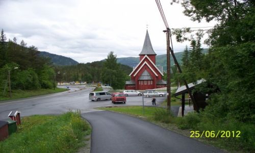 Zdjęcie NORWEGIA / - / Hagefoss / Parking na rozwidleniu dróg 50 i 7