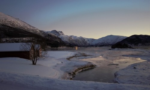 Zdjcie NORWEGIA / Tromso / Dragvik / poranek