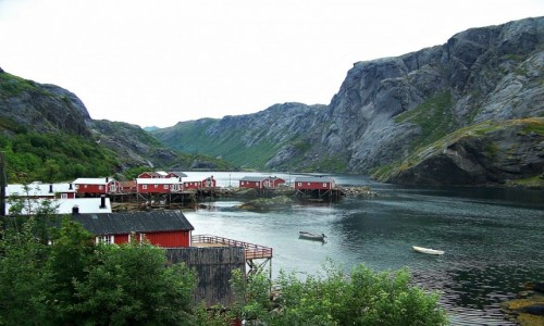 Zdjęcie NORWEGIA / Lofoty / Nusfjord - Flakstadoya / Późnym wieczorem