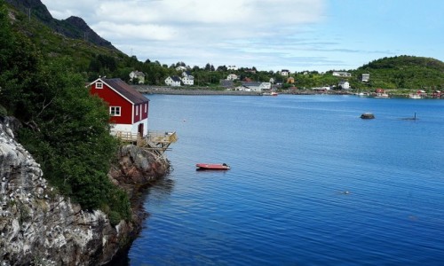 Zdjcie NORWEGIA / Lofoty / Wyspa Moskenesoy  / Na skale