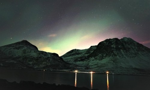 Zdjcie NORWEGIA / Troms / Kvaløyvågen / wiata nocy