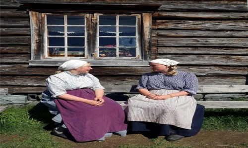Zdjecie NORWEGIA / Trondheim, Sverresborg  / Trondelag Folk Museum / Pogaduszki