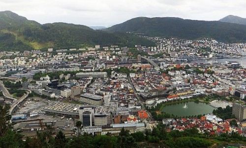 Zdjcie NORWEGIA / Norwegia poudniowo - zachodnia / Bergen / panorama Bergen z gry Floyen
