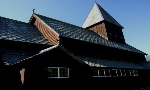 Zdjęcie NORWEGIA / brak / przy drodze Oslo-Bergen / kościół