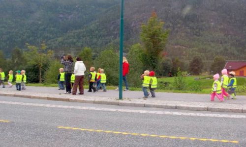 Zdjcie NORWEGIA / okolice Sognefjordu / okolice Sognefiordu / widoczne z daleka norweskie przedszkolaki