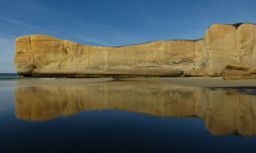 Zdjecie NOWA ZELANDIA / Poludniowa Wyspa - Dunedin / Tunnel Beach / lustrzana Plaza...