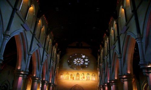Zdjecie NOWA ZELANDIA / Poludniowa Wyspa / Christchurch / wnetrze katedry w Chritchurch