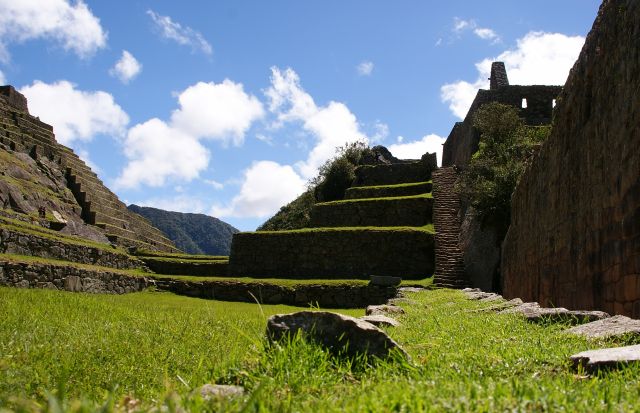 Zdjęcia: Machu Picchu, Peru, Z poziomu murawy., PERU Zdjęcia: Machu Picchu, Peru, Z poziomu murawy., PERU