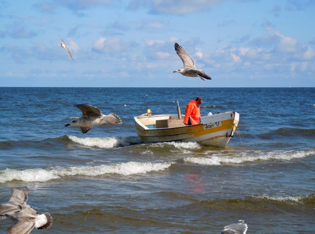 Zdjęcia: Jantar, Pomorskie, Powrót z połowu, POLSKA Zdjęcia: Jantar, Pomorskie, Powrót z połowu, POLSKA