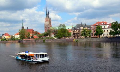 Zdjecie POLSKA / DOLNY LSK / WIDOK NA OSTRW TUMSKI I ODR Z MOSTU POKOJU / WROCLAW-2