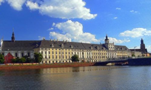 Zdjecie POLSKA / DONY LSK / WROCAW / Odra - widok na budynek Uniwersytetu Wrocawskiego