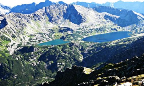 Zdjecie POLSKA / Tatry Wysokie / Orla Per / Widok z Orlej Perci na Dolin Piciu Staww Polskich- Wielki i Przedni Staw Polski