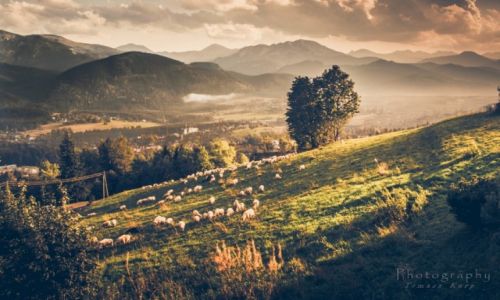 Zdjecie POLSKA / Tatry / Kocielisko / Kocielisko w pierwszych promieniach zachodzcego soca
