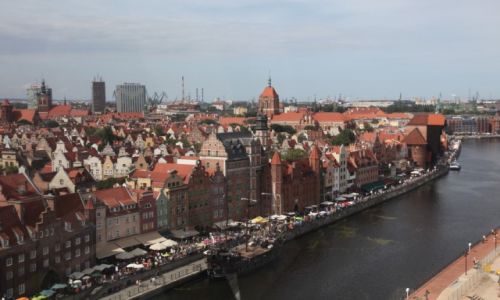 POLSKA / Pomorze / Gdask, nad Motaw / Panorama z urawiem w tle