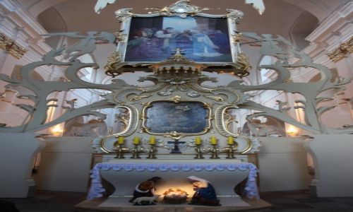 Zdjcie POLSKA / Sowia Gra w Puszczy Bieniszewskiej,powiat koniski / Eremem oo. Kameduw w Bieniszewie / Koci Ofiarowania Najwitszej Maryi Panny, otarz na plecach otarza gwnego