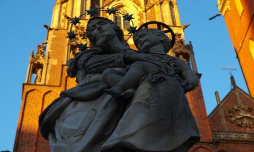 Zdjęcie POLSKA / Dolnośląskie / Wrocław / rzeźba przy Katedrze Wrocławskiej
