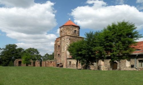 Zdjęcie POLSKA / śląskie / Toszek / Dziedziniec zamkowy z wieżą