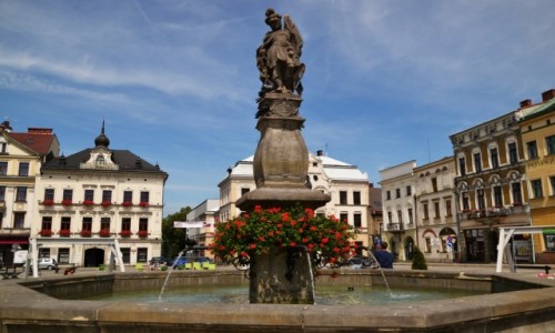 Zdjęcie POLSKA / Śląsk cieszyński / Cieszyn / Rynek - fontanna